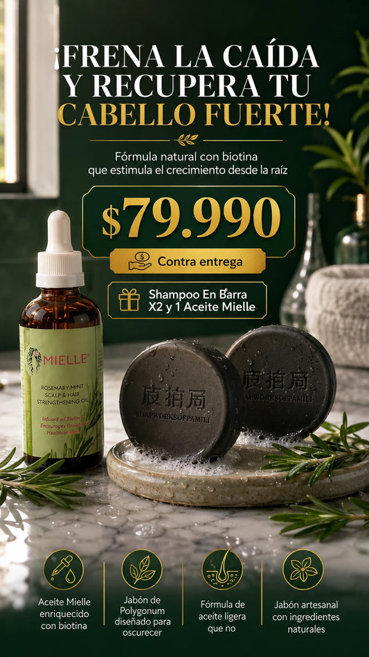 SHAMPOO EN BARRA X2 + 1 ACEITE MIELLE
